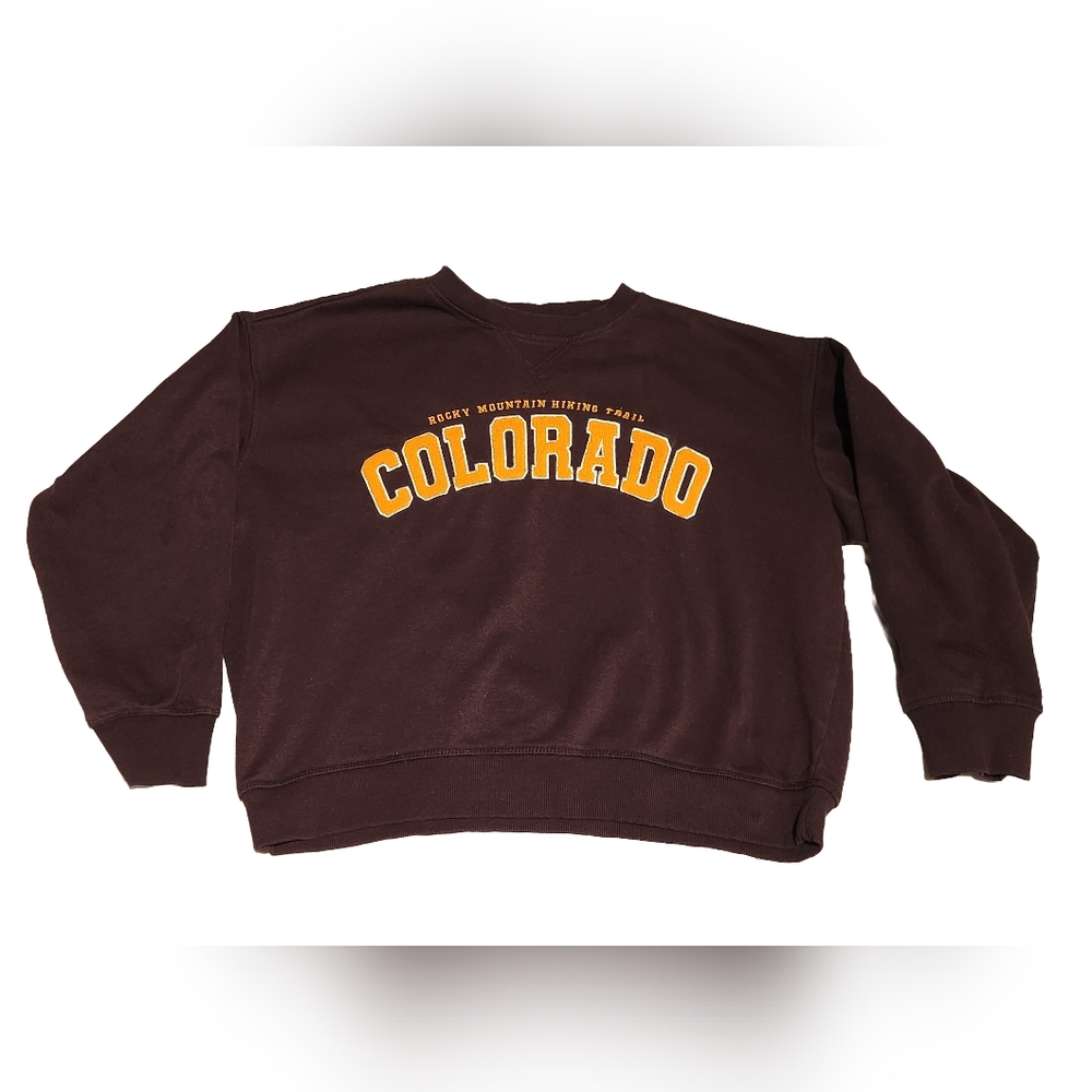 H&M Colorado Hiking Trail Crewneck Maroon Sweatshirt Retro Varsity Streetwear L